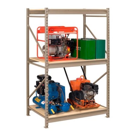 Tennsco Tennsco Bulk Storage Rack - 96"W x 36"D x 72"H - Starter - 3 Shelf Levels - Wood Deck - Sand BU-963672PS-SND